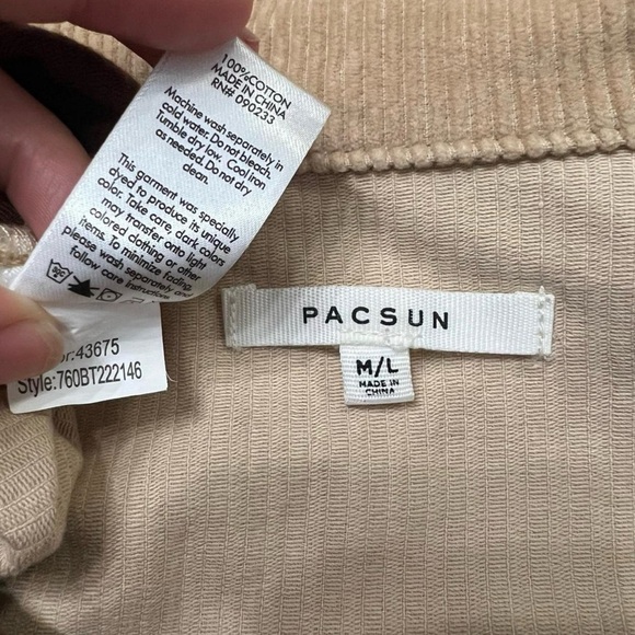 Pacsun boho Corduroy Shacket Multicolor Paneled Button Front Women's Sz M/L - Picture 4 of 5